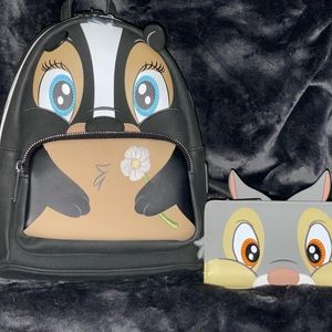 🌺🌸 LOUNGEFLY FLOWER MINI BACKPACK W/ MATCHING THUMPER WALLET 🐰